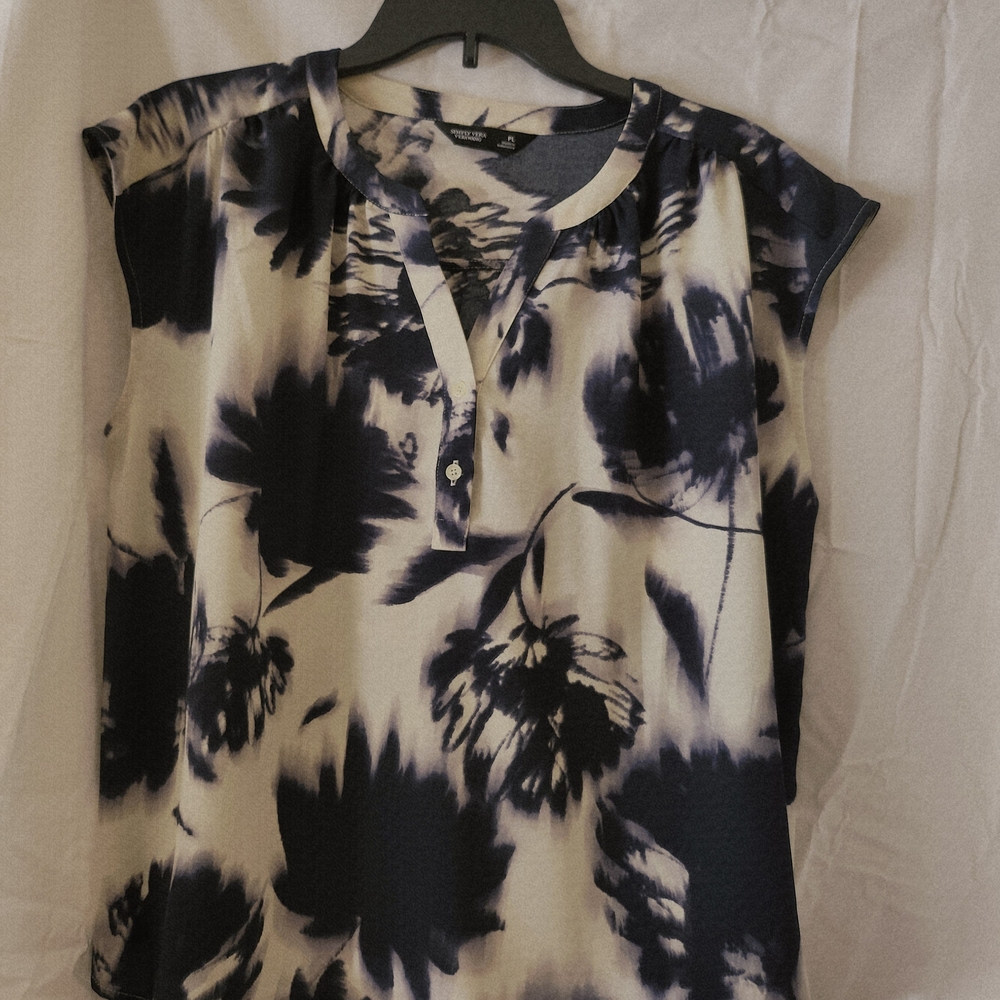 Simply Vera Vera Wang Floral Print Women's Top Size Petite Large